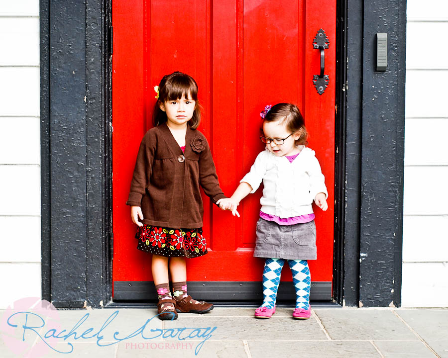Two children posing for school photography session in Rockville