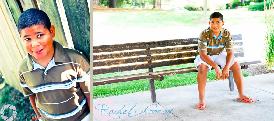 Evan posing on bench in these Montgomery Village child portraits!