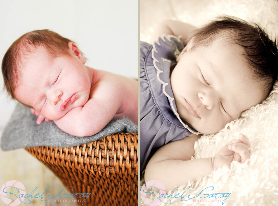 Newborn baby photography in basket and on blanket