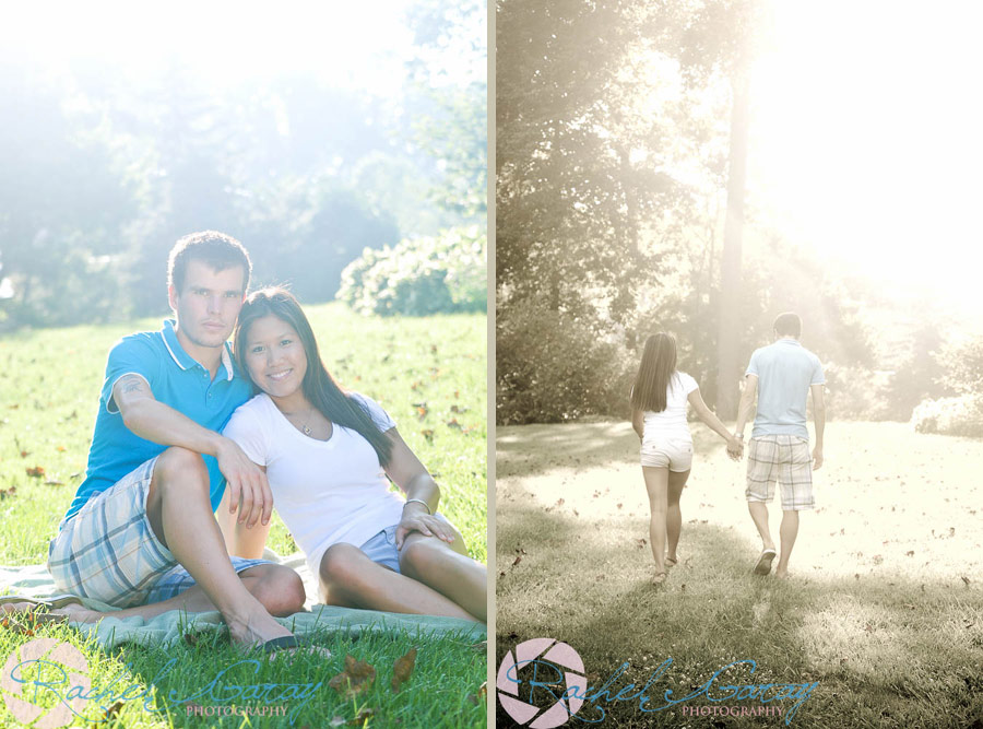 Stephanie and Paul smiling in these couples portraits!