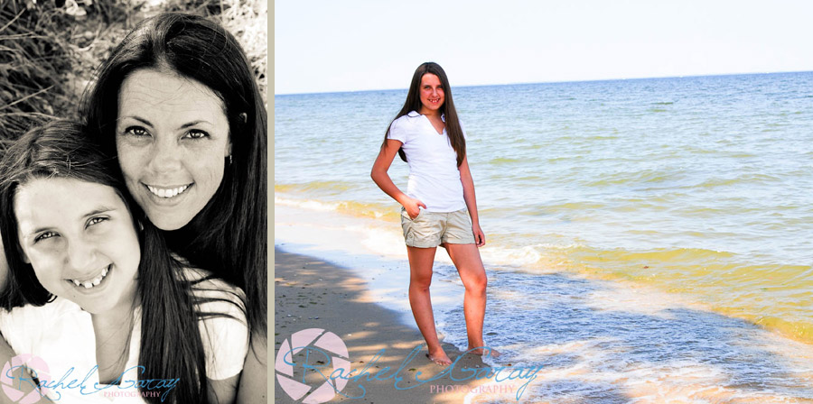 Mother and daughter smiling on the beach in Solomon's Maryland